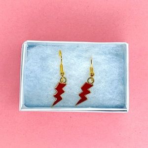 Handmade red lightening bolt earrings!